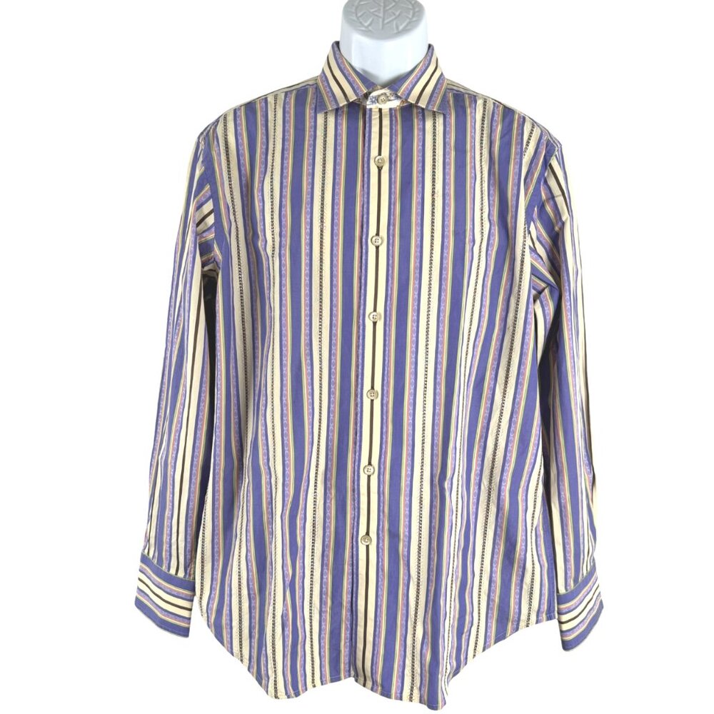 Robert Graham Button Front Shirt Mens‎ Large Striped Long Sleeve TP-3353